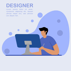 a man is designing using a tablet and a pencil.
design for freelancers, designers, professionals, and posters