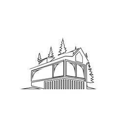 home and trees logo icon outline