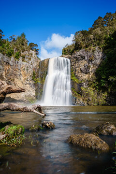 Vertical shot of Hunua falls in New Zealand