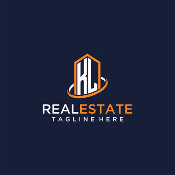 KL Initial Monogram Logo Real Estate With Building Style Design Vector