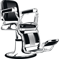 illustration of leather barber chair in old style.