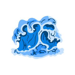 Illustrationof scenic blue raging waves and splashes. 
