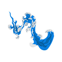 Illustrationof scenic blue raging waves and splashes. 