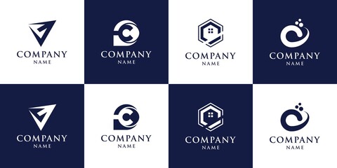 Set of monogram initial letter c logo with concept creative
