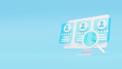 blue white searching for candidate 3d illustration