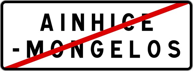 Panneau sortie ville agglomération Ainhice-Mongelos / Town exit sign Ainhice-Mongelos