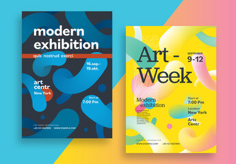 Modern Exhibition Posters with Abstract Shapes