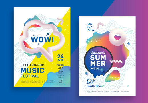 Electro Pop Music Festival Poster Layout