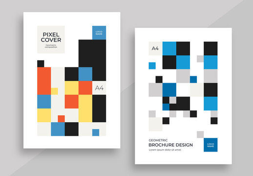 Corporate Layouts Brochures with Colorful Square Pattern