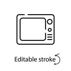 Retro tv outline icon. Pop art style. Electronics store. Social media news. Isolated vector stock illustration