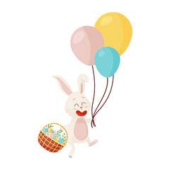 Obraz premium Bunny Character. Flying and Laughing Funny, Happy Easter Rabbit.