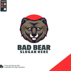 The grizzly bear mascot for esport and sport logo isolated ins white background Premium Vector