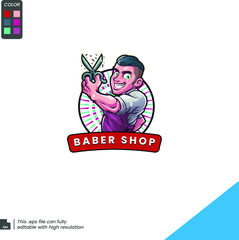 barbershop logo template barber shop mascot logo tem