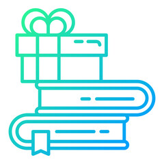 gift box icon on a stack of books on a transparent background