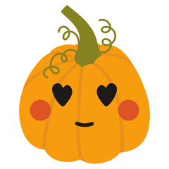 Cute cartoon pumpkin. Vector image of a pumpkin with a face. Halloween decor.