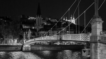 Fototapeta na wymiar Old city of Lyon in France on Black and white picture