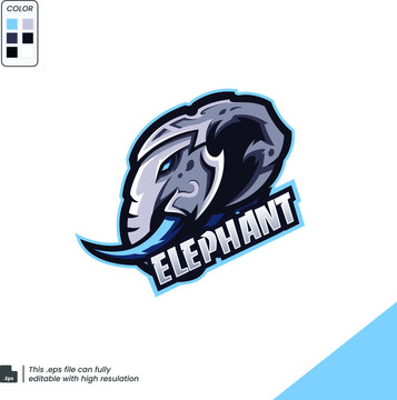 Elephant Esport Logo Mascot Vector Illustration for logo gaming template.