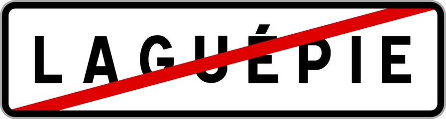 Panneau sortie ville agglomération Laguépie / Town exit sign Laguépie