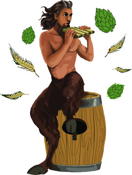 faun hops wheat beer barrel vector