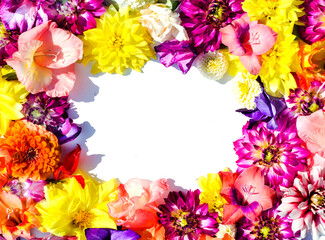 White space for text or message in a frame of bright colors