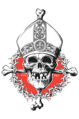 Vector Skull in catholic bishop  - obrazy, fototapety, plakaty