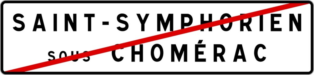 Panneau sortie ville agglomération Saint-Symphorien-sous-Chomérac / Town exit sign Saint-Symphorien-sous-Chomérac