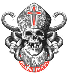 Vector Skull in catholic bishop 