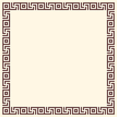 Greek key border, square frame. Decorative ancient meander, greece ornament with repeated geometric motif. Easy to make rectangle frame.