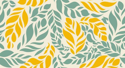 Gardinen Pflanzen Muster  Abtract botanical leave Background, Vector seamless pattern pastel colour style.  © RayPhoto