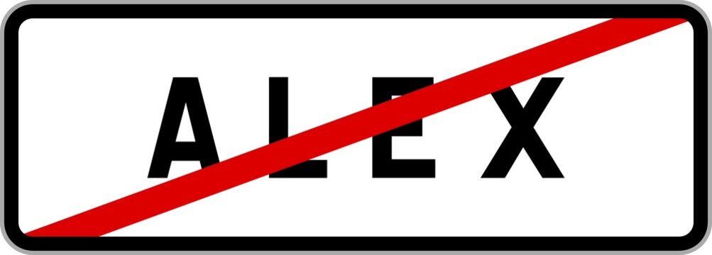 Panneau sortie ville agglomération Alex / Town exit sign Alex