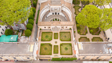 Aerial view of the National Etruscan Museum. It's a museum of the Etruscan civilization. This building is located in the Villa Giulia in Rome, Italy. 