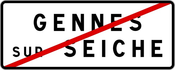 Panneau sortie ville agglomération Gennes-sur-Seiche / Town exit sign Gennes-sur-Seiche