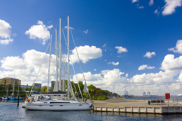 Luxury yacht moored at Copenhagen harbour