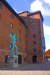 Copy of Michelangelo's David statue near the building of the Royal Cast Collection in Copenhagen