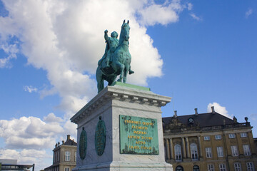 Monument to the Danish King Frederick V at Amalienborg Palace Square in Copenhagen 