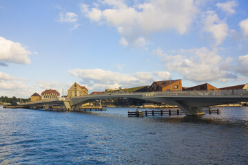 Modern drawbridge near Nyhavn pier in Copenhagen