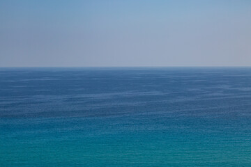 Blue hues of the ocean and sky