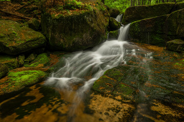 Jedlova creek in Jizerske mountains in spring morning