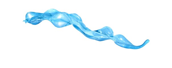 Blue color water 3d Illustration splash. Shiny liquid.realistic transparent splash of water isolated on white.