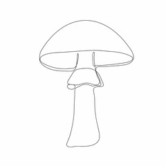 Mushroom icon drawn in one line. Vector illustration
