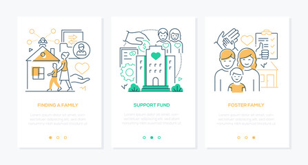 Find a foster family - line design style banners set