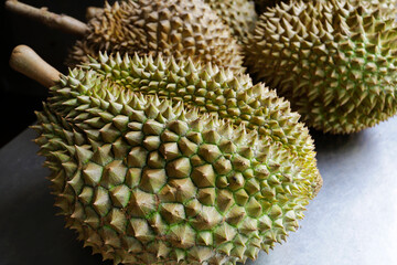 Durian fruit are seen for sell at a restaurant in Phnom Penh, Cambodia.