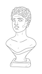 Greek goddess vector in line art style. Greek ancient statue outline illustration. Antique trendy bohemian Greece elements.