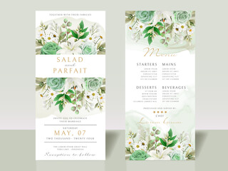 Greenery floral wedding invitation card template