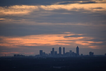 Fototapeta na wymiar Summit of Stone Mountain Park, GA at sunset gazing over the city 