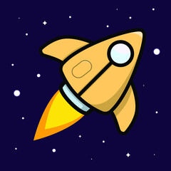 Vector image. Flying small rocket.