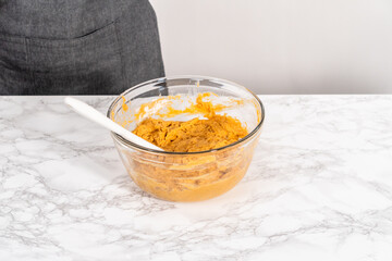 Chocolate pumpkin bundt cake with toffee glaze