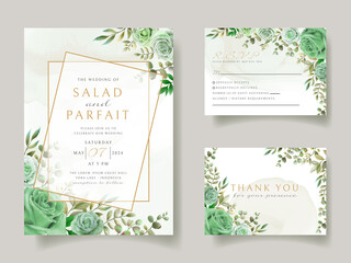 Greenery floral wedding invitation card template