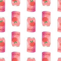 Cute delicious drinks pattern with peach flavors.
