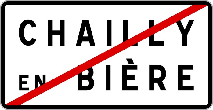 Panneau sortie ville agglom&eacute;ration Chailly-en-Bi&egrave;re / Town exit sign Chailly-en-Bi&egrave;re